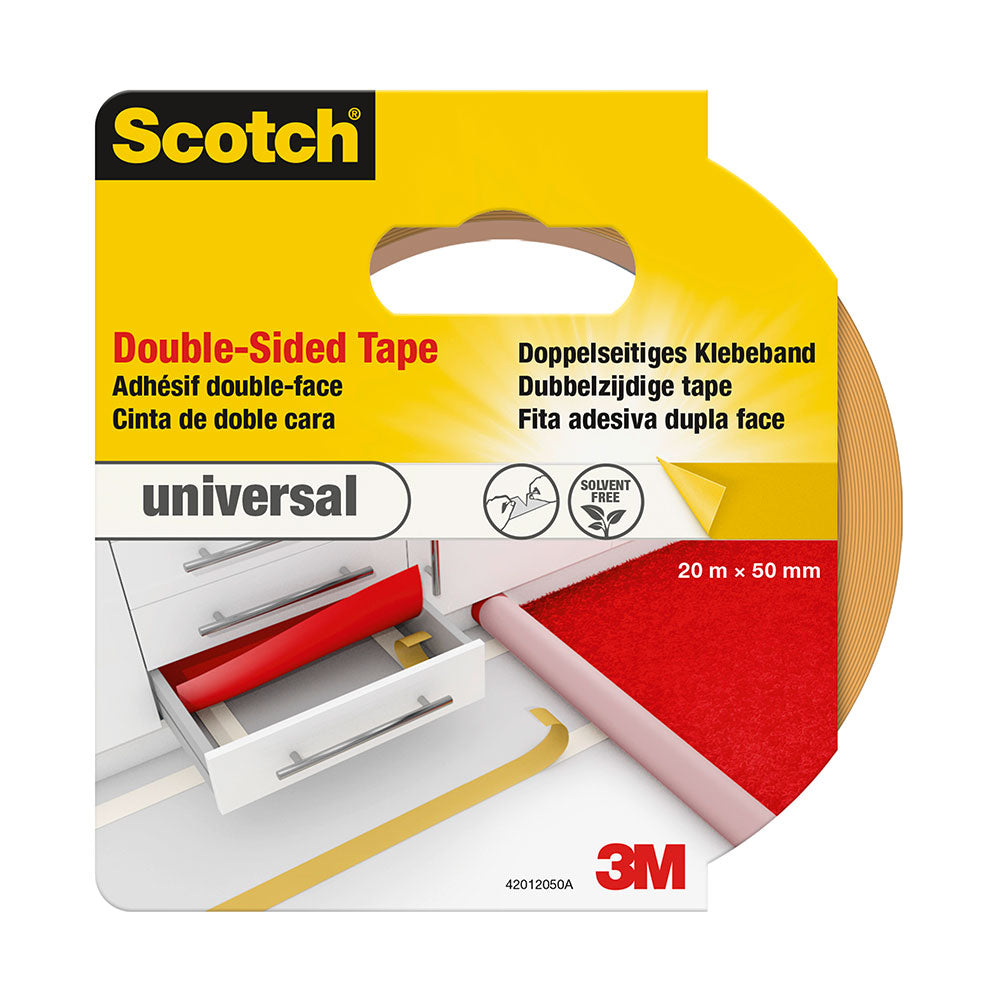 Fita dupla face, universal, branca, 20 m x 50 mm_0