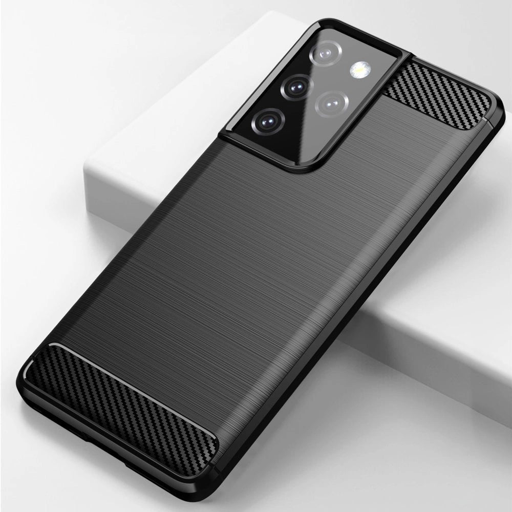 Carbon Case Flexible Cover TPU Case for Samsung Galaxy S21 Ultra 5G black_2