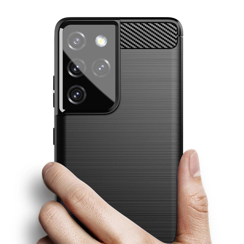 Carbon Case Flexible Cover TPU Case for Samsung Galaxy S21 Ultra 5G black_3