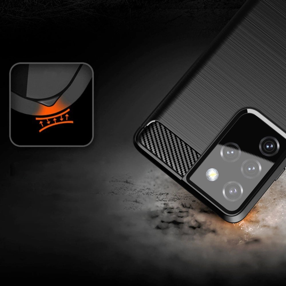 Carbon Case Flexible Cover TPU Case for Samsung Galaxy S21 Ultra 5G black_5