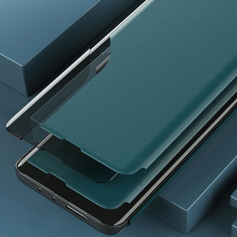 Eco Leather View Case elegant bookcase type case with kickstand for Samsung Galaxy A72 4G blue_10