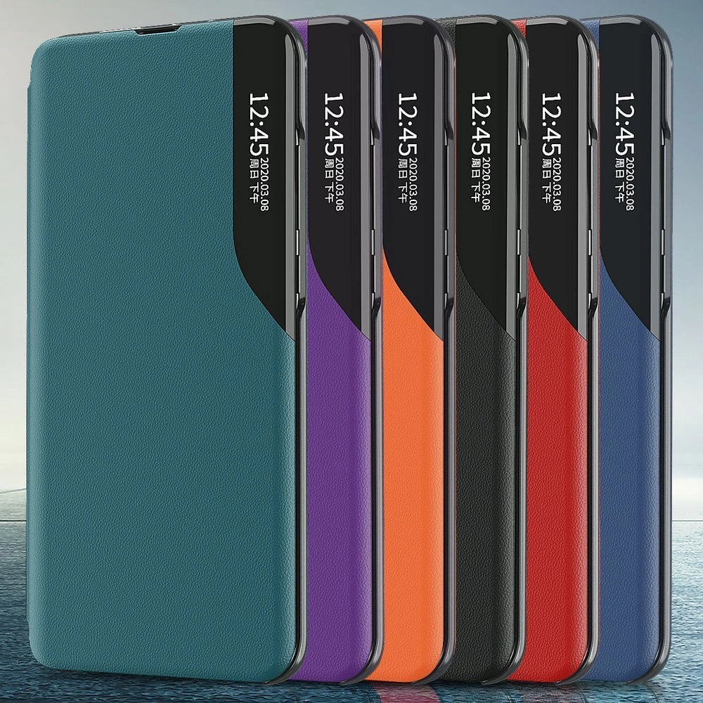 Eco Leather View Case elegant bookcase type case with kickstand for Samsung Galaxy A72 4G blue_2