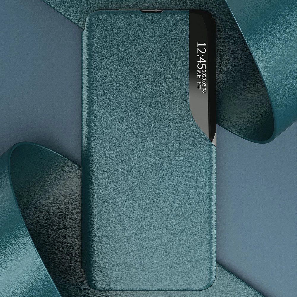 Eco Leather View Case elegant bookcase type case with kickstand for Samsung Galaxy A72 4G blue_6