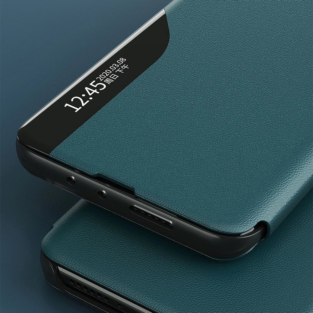 Eco Leather View Case elegant bookcase type case with kickstand for Samsung Galaxy A72 4G blue_8