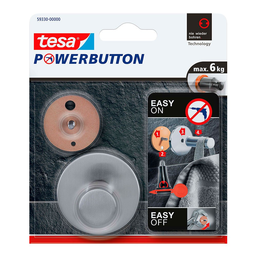 Cabide powerbutton classic round, aço inoxidável_0