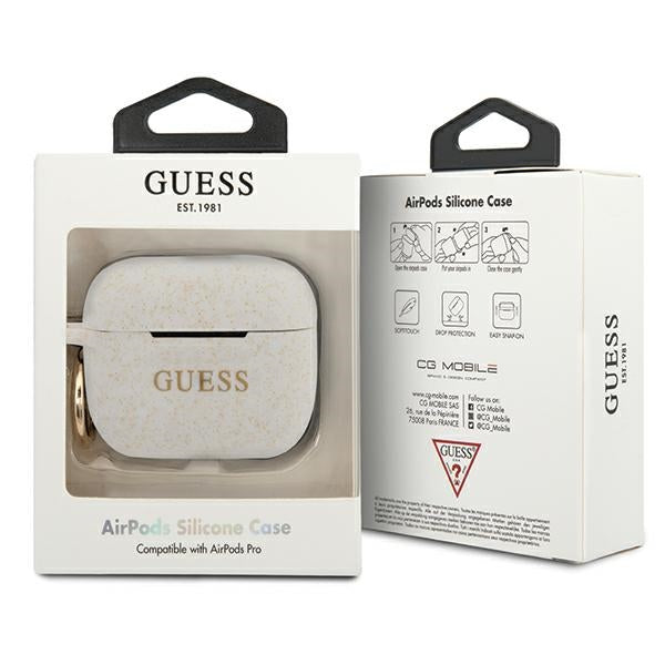 Guess GUACAPSILGLWH AirPods Pro cover biały/white Silicone Glitter_2