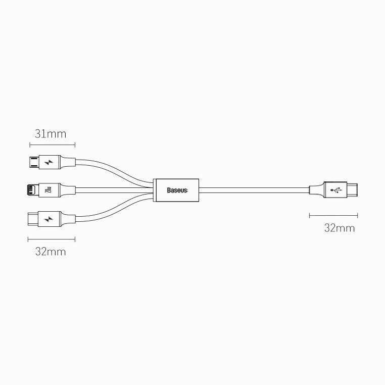 Baseus Rapid Series 3in1 USB-C - USB-C / Lightning / micro USB cable 20W PD 1.5m - green_27