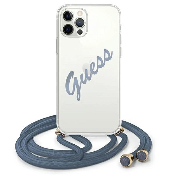 Guess GUHCP12LCRTVSBL iPhone 12 Pro Max 6.7" blue/blue hardcase Script Vintage_0