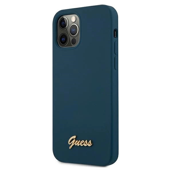 Guess GUHCP12LLSLMGBL iPhone 12 Pro Max 6.7" blue/blue hardcase Metal Logo Script_1
