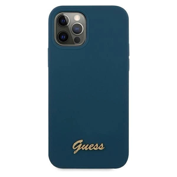Guess GUHCP12LLSLMGBL iPhone 12 Pro Max 6.7" blue/blue hardcase Metal Logo Script_2