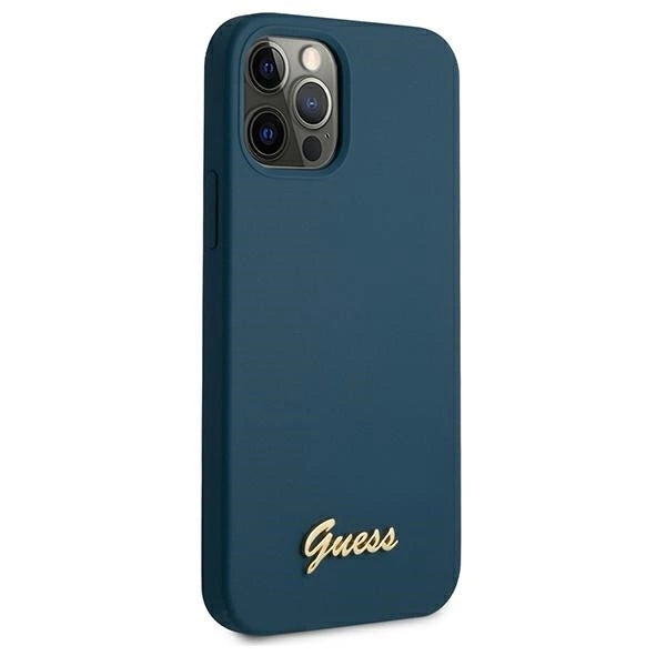 Guess GUHCP12LLSLMGBL iPhone 12 Pro Max 6.7" blue/blue hardcase Metal Logo Script_3