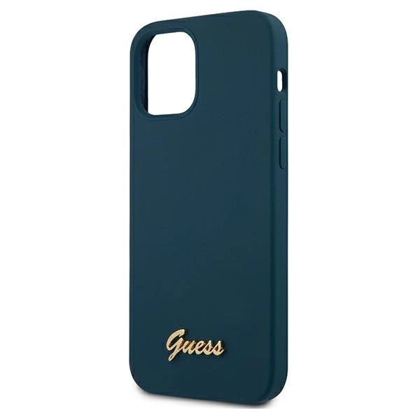 Guess GUHCP12LLSLMGBL iPhone 12 Pro Max 6.7" blue/blue hardcase Metal Logo Script_5