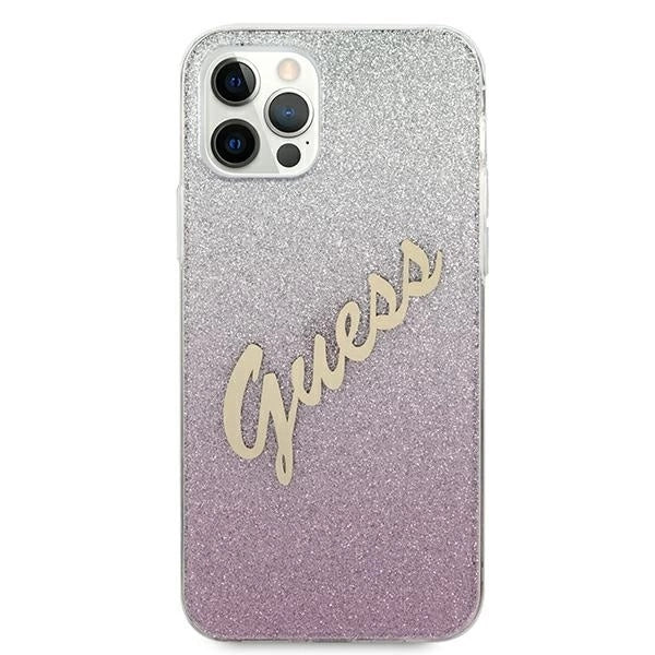 Guess GUHCP12LPCUGLSPI iPhone 12 Pro Max 6.7" pink/pink hardcase Glitter Gradient Script_2
