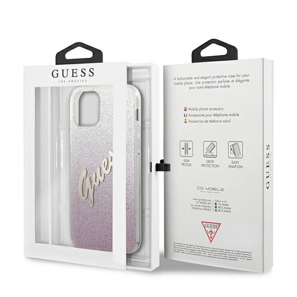 Guess GUHCP12LPCUGLSPI iPhone 12 Pro Max 6.7" pink/pink hardcase Glitter Gradient Script_7
