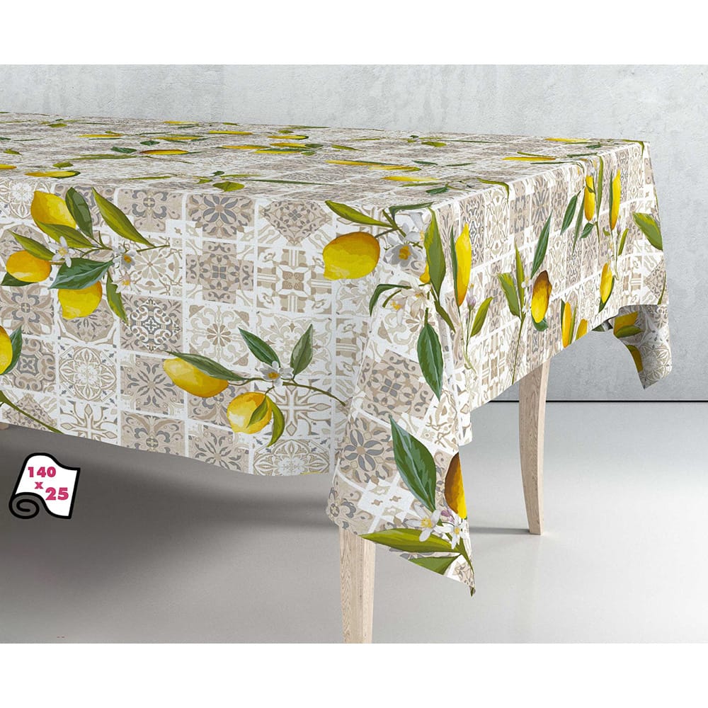 Rolo de toalha de mesa pvc estampa limão 140cm x 25m exma_0