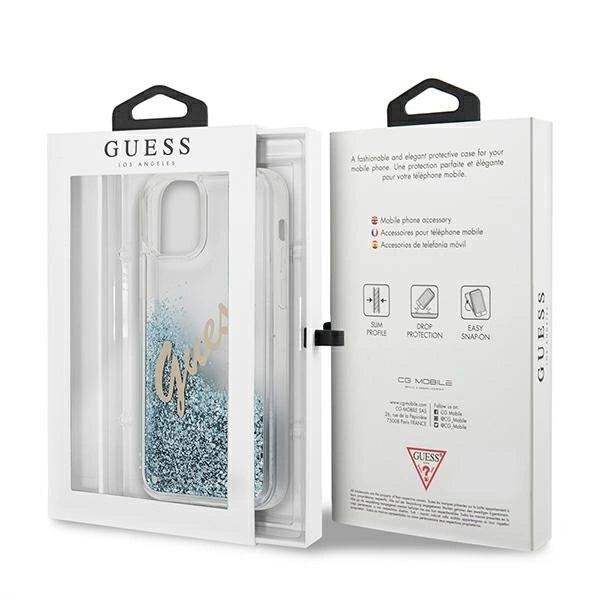 Guess GUHCP12LGLVSBL iPhone 12 Pro Max 6.7" blue/blue hardcase Glitter Vintage Script_8