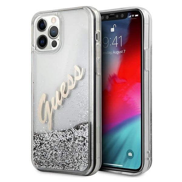 Guess GUHCP12LGLVSSI iPhone 12 Pro Max 6.7" silver/silver hardcase Glitter Vintage Script_0