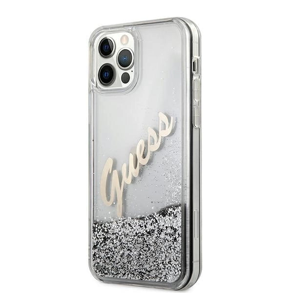 Guess GUHCP12LGLVSSI iPhone 12 Pro Max 6.7" silver/silver hardcase Glitter Vintage Script_1