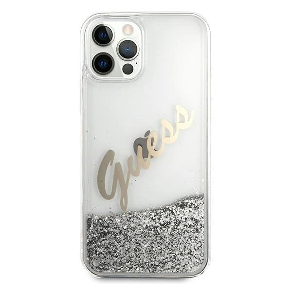 Guess GUHCP12LGLVSSI iPhone 12 Pro Max 6.7" silver/silver hardcase Glitter Vintage Script_2