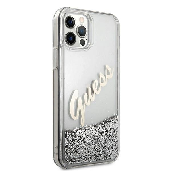 Guess GUHCP12LGLVSSI iPhone 12 Pro Max 6.7" silver/silver hardcase Glitter Vintage Script_3