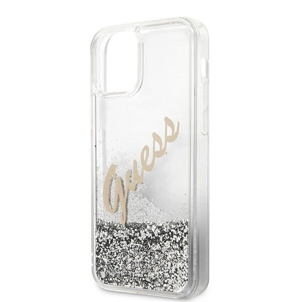 Guess GUHCP12LGLVSSI iPhone 12 Pro Max 6.7" silver/silver hardcase Glitter Vintage Script_6