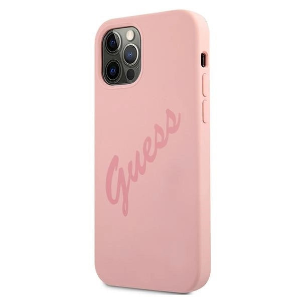Guess GUHCP12LLSVSPI iPhone 12 Pro Max 6.7" pink/pink hardcase Script Vintage_1