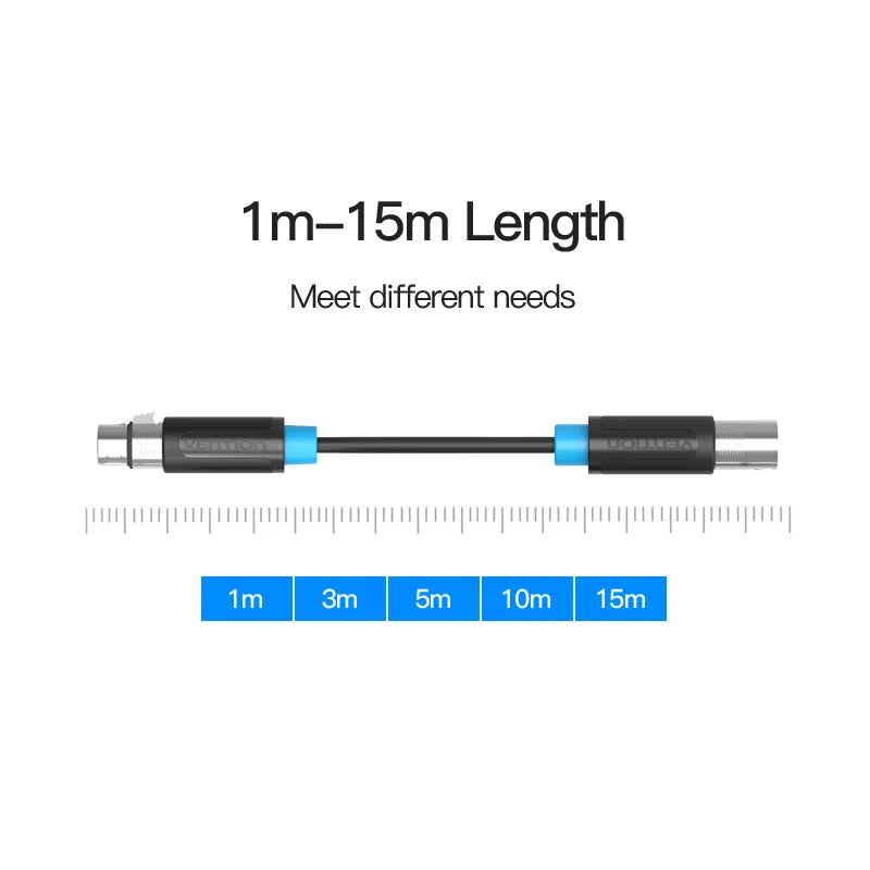 Cabo Stereo Vention BBFBJ/ XLR Macho para XLR Fêmea/ 5 metros/ Preto