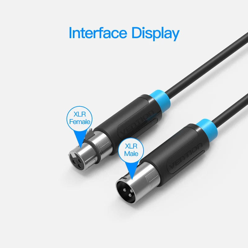 Cabo Stereo Vention BBFBJ/ XLR Macho para XLR Fêmea/ 5 metros/ Preto