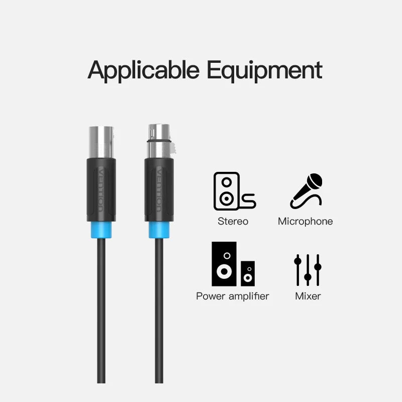 Cabo Stereo Vention BBFBJ/ XLR Macho para XLR Fêmea/ 5 metros/ Preto