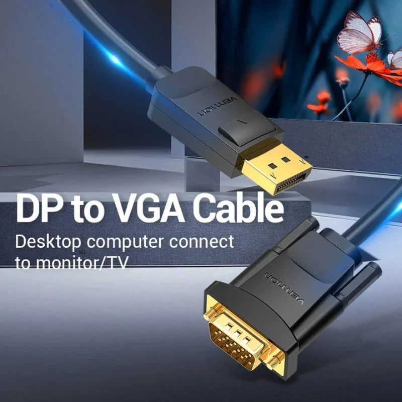 Cabo Conversor Vention HBLBH/ DisplayPort Macho para VGA Macho/ 2m/ Preto