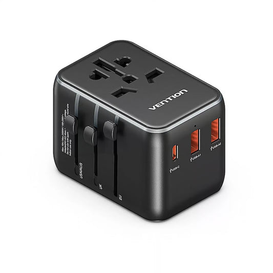 Carregador Adaptador de Viagem Universal Vention 65W 1x USB-C 2x USB-A