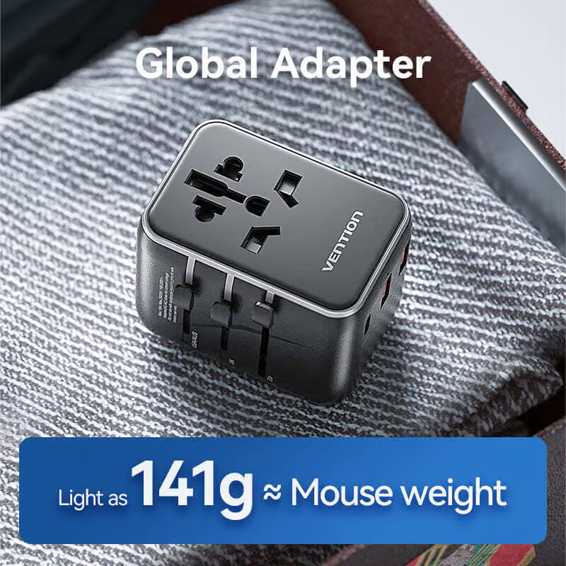 Carregador Adaptador de Viagem Universal Vention 65W 1x USB-C 2x USB-A