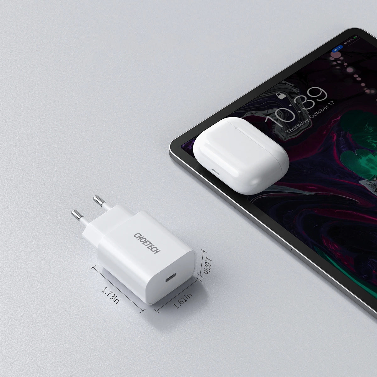 Carregador de Tomada Choetech Q5004 USB-C / 20W / Branco