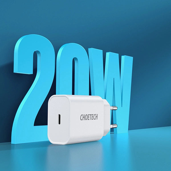 Carregador de Tomada Choetech Q5004 USB-C / 20W / Branco