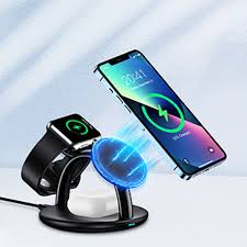 Suporte com Carregador Sem Fios Magnético 3 em 1 Choetech T587-F para iPhone / AirPods / Apple Watch 15W / 5W / 2,5W (Preto)