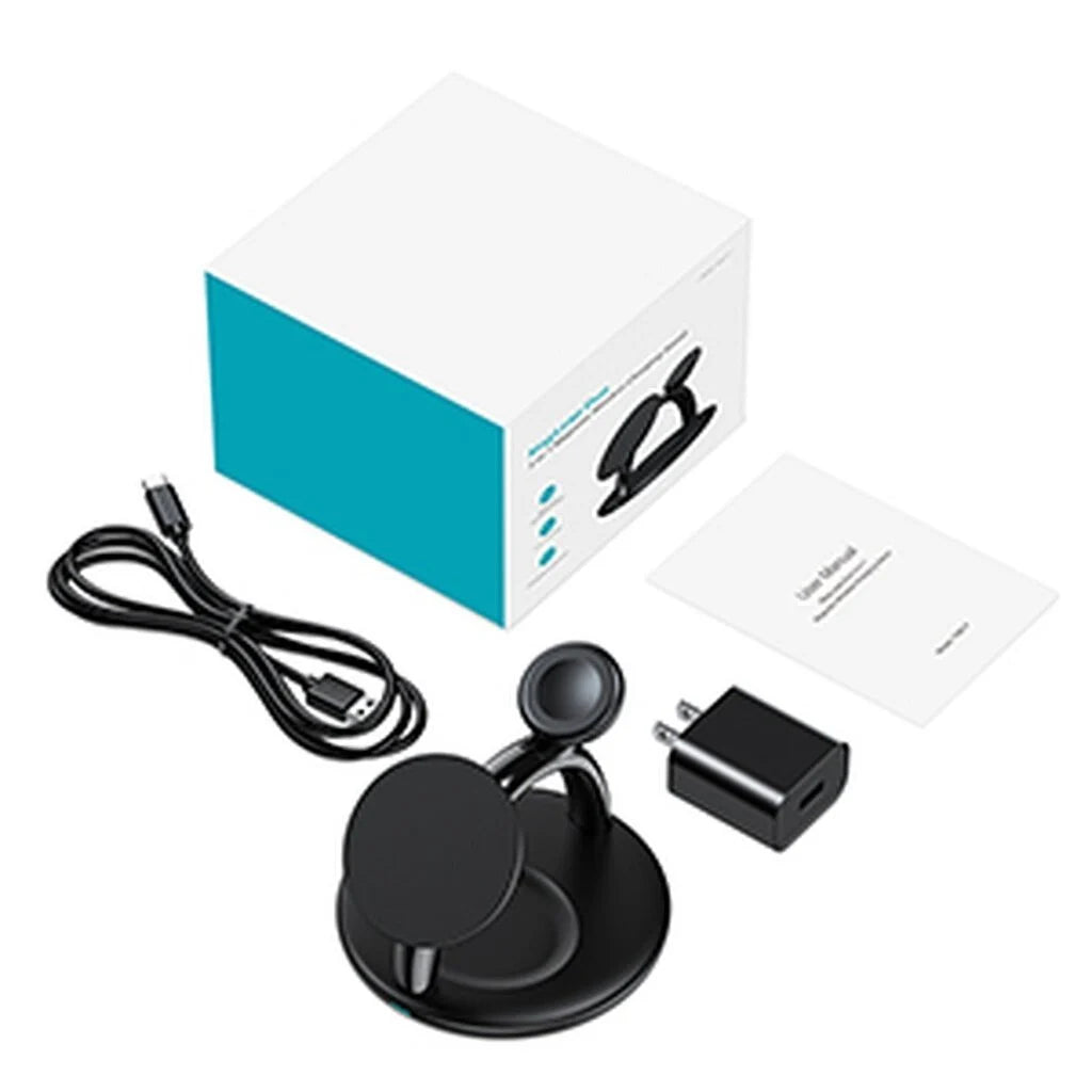 Suporte com Carregador Sem Fios Magnético 3 em 1 Choetech T587-F para iPhone / AirPods / Apple Watch 15W / 5W / 2,5W (Preto)