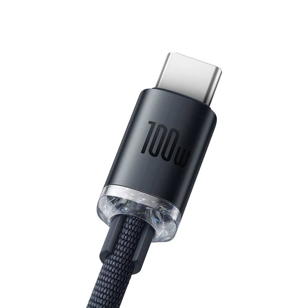 Cabo Baseus Crystal Shine USB-A para USB-C / PD 100W / 1.2m / Preto