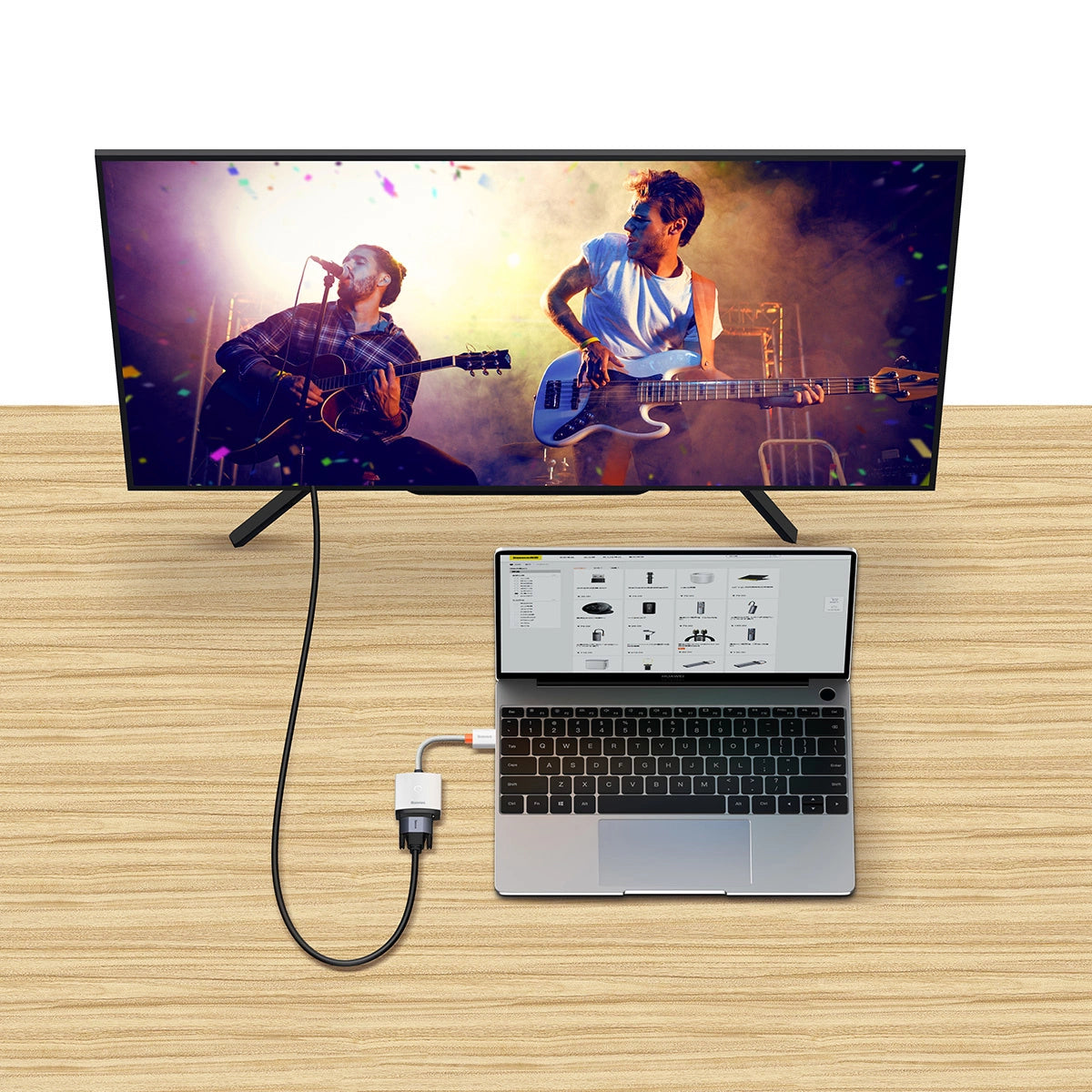 Adaptador Baseus HDMI Macho para VGA Fêmea + mini jack 3.5mm / WKQX010102 / Branco