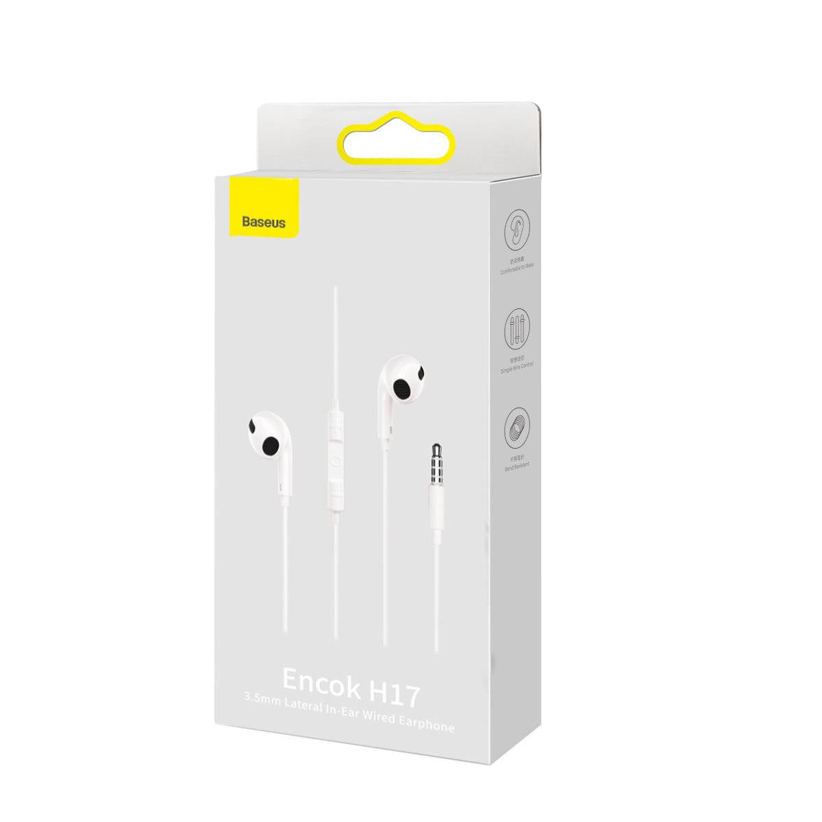 Auriculares Baseus Encok C17 Jack 3.5 mm c/ Microfone / Brancos