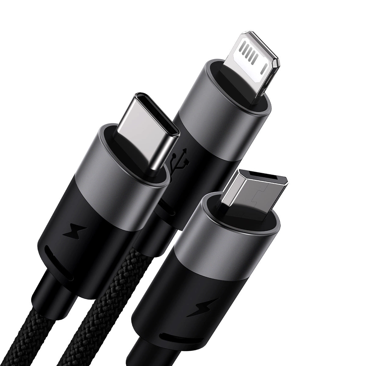 Cabo USB para USB-C + Micro USB + Lightning / 3 em 1 Baseus StarSpeed Series / 3,5A / 1.2m / Preto