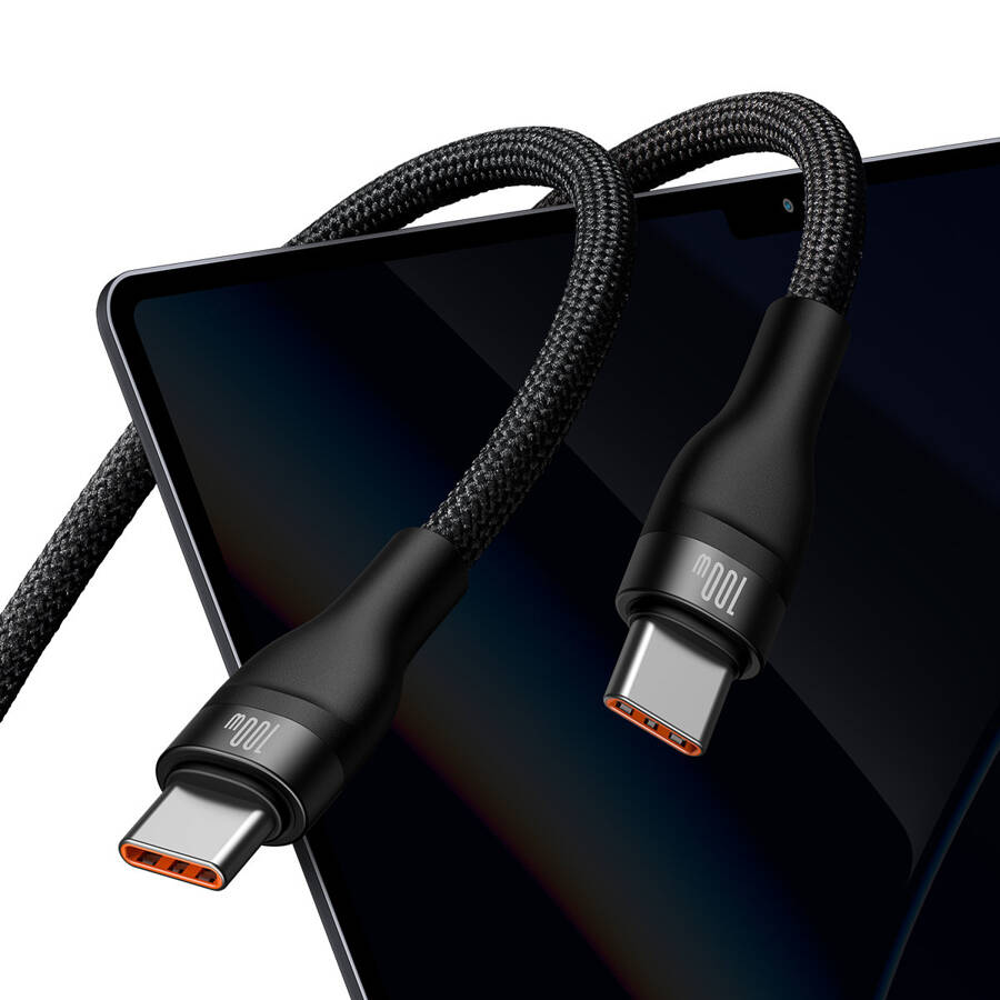 Cabo USB 2 em 1 Baseus Flash Series USB-C para USB-C 100W, 1.5m (preto)