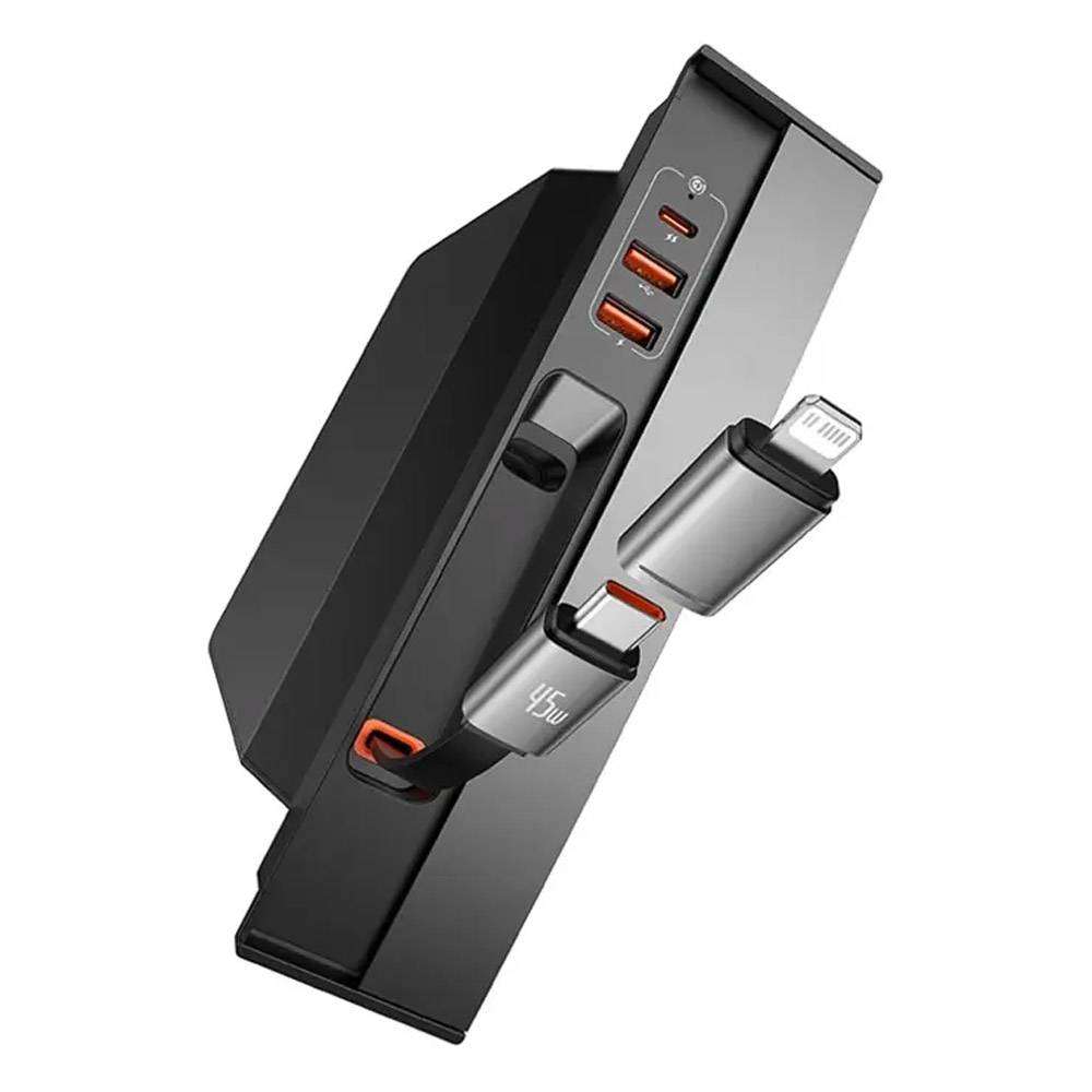 Hub USB Baseus T-Space Series para Tesla Model 3 / Y com Cabo USB-C Embutido de 45W / Preto