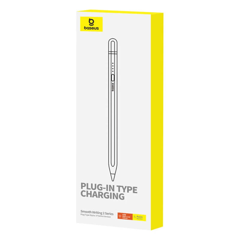 Caneta Stylus Ativa Baseus Smooth Writing Series com Carregamento Plug-in, Lightning (Branco)