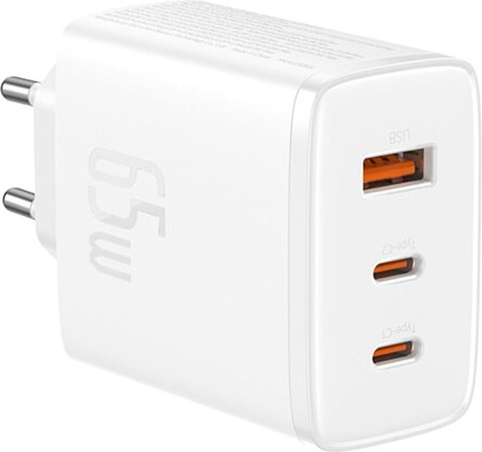 Carregador de Parede Baseus OS-Cube Pro 2xUSB-C + USB, 65W (Branco)