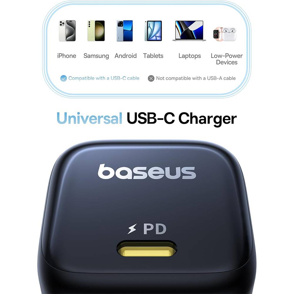 Carregador Baseus PicoGo GaN Fast Charger Ultra-Mini 45W USB-C Preto