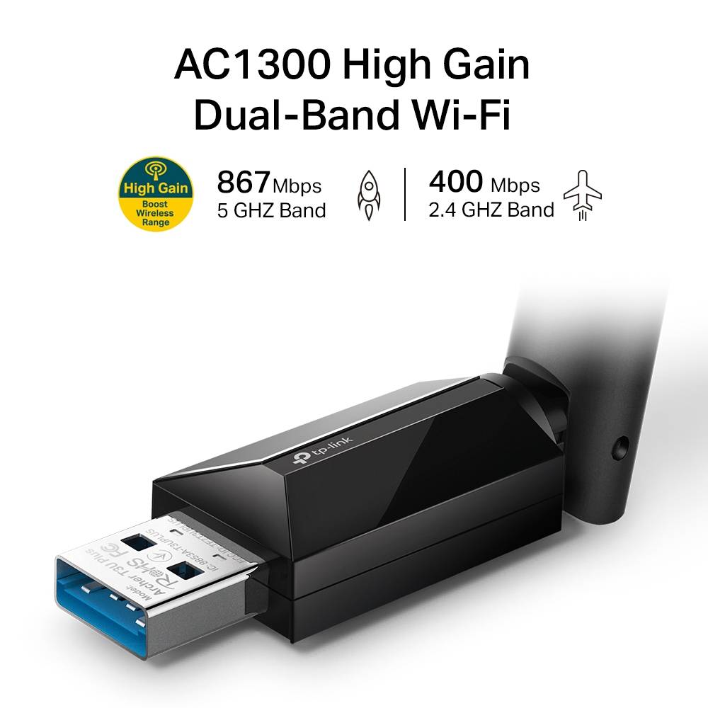 Adaptador USB TP-Link Archer T3U Plus AC1300 High Gain Wireless Dual Band