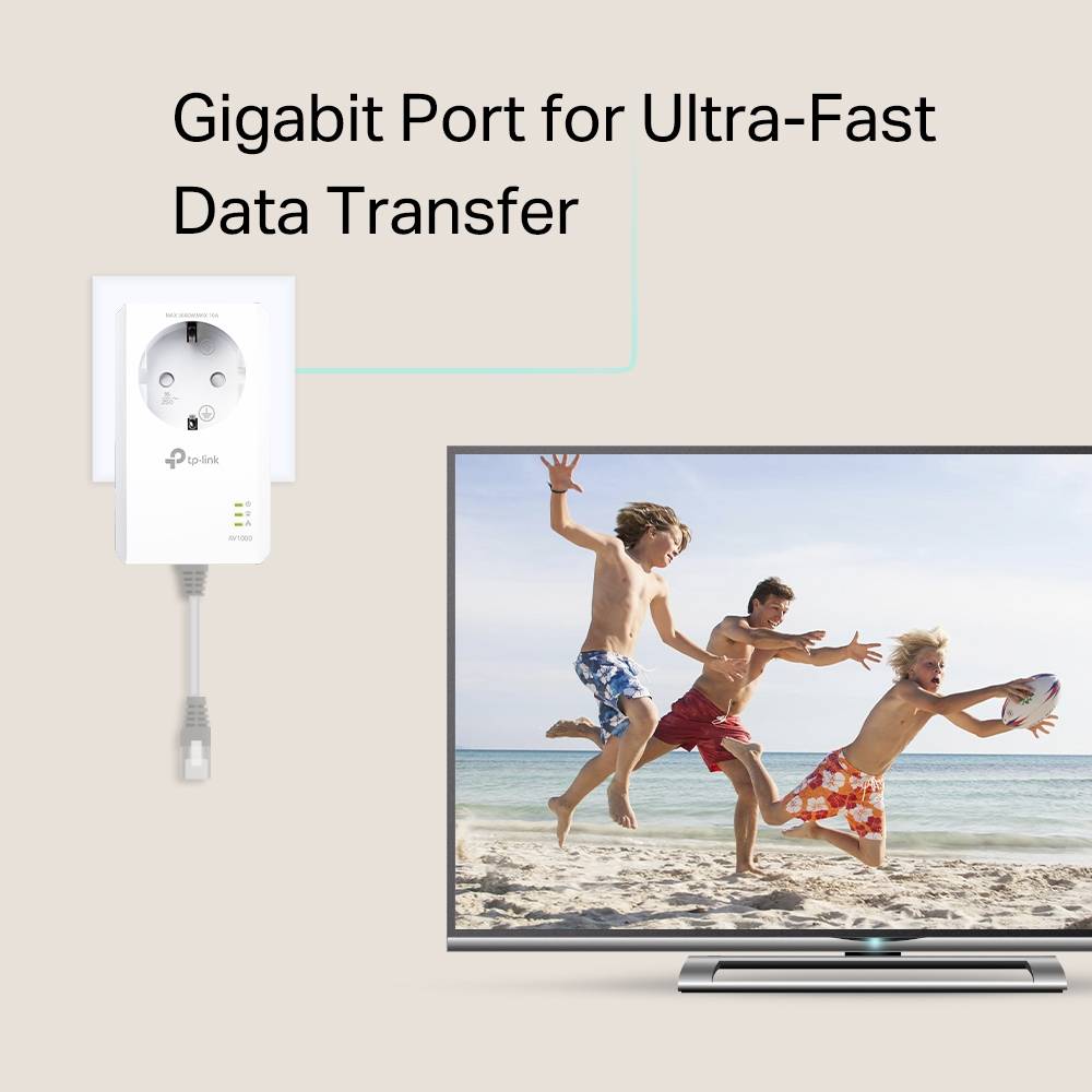 Powerline TP-Link TL-PA7017P KIT AV1000 HomePlug AV2 Gigabit Passthrough Starter Kit