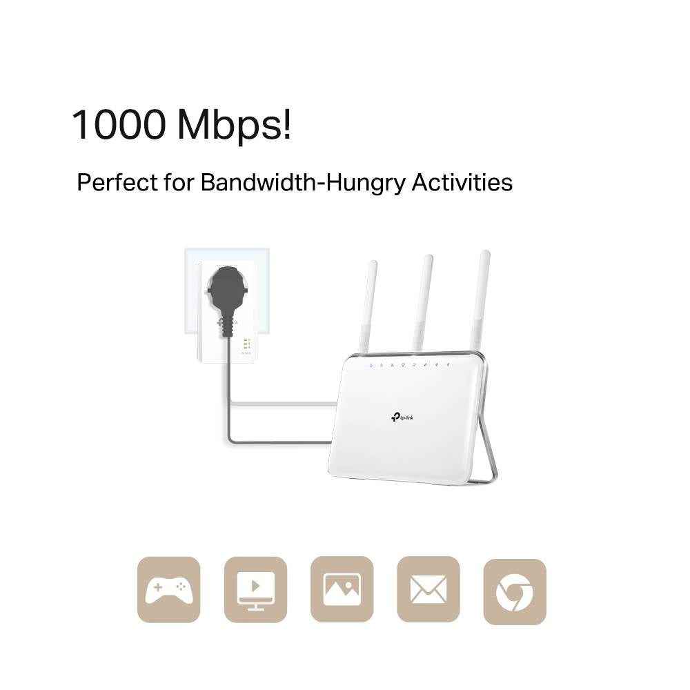 Powerline TP-Link TL-PA7017P KIT AV1000 HomePlug AV2 Gigabit Passthrough Starter Kit