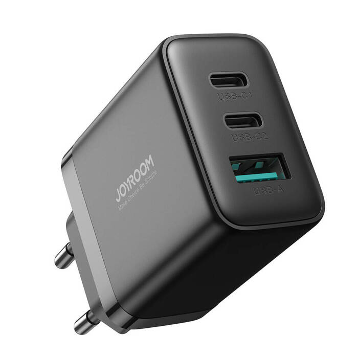 Carregador de Porta Dupla Joyroom R-TCF10 / 2x USB-C 1x USB-A / 30W / Preto