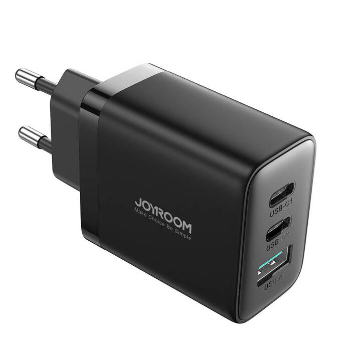 Carregador de Porta Dupla Joyroom R-TCF10 / 2x USB-C 1x USB-A / 30W / Preto